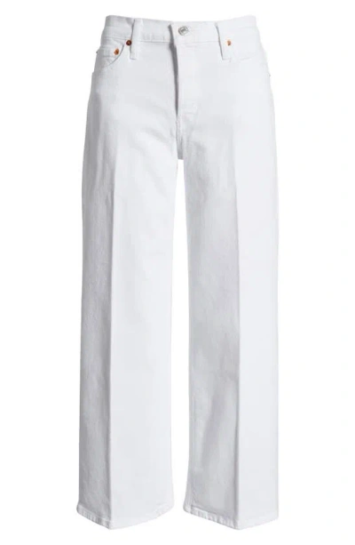 Re/done Mid Rise Ankle Wide Leg Jeans In White