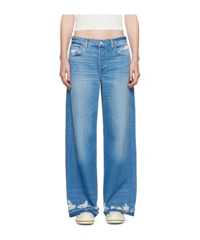Re/done Mid Rise Palazzo Jeans In Blue