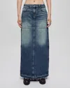 Re/done Blue Split Denim Maxi Skirt In 28