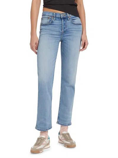 Re/done Cropped Mid-rise Slim-leg Jeans In Light Denim