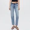 Re/done Mid Rise Stove Pipe Jeans In Hacienda In Multi