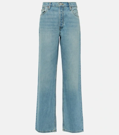 Re/done Low-rise Straight Jeans In Blue