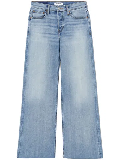 Re/done Mid-rise Wide Cropped Jeans In Blue