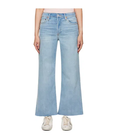 Re/done Mid-rise Wide Cropped Jeans In Blue