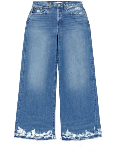 Re/done Blue Mid Rise Palazzo Jeans