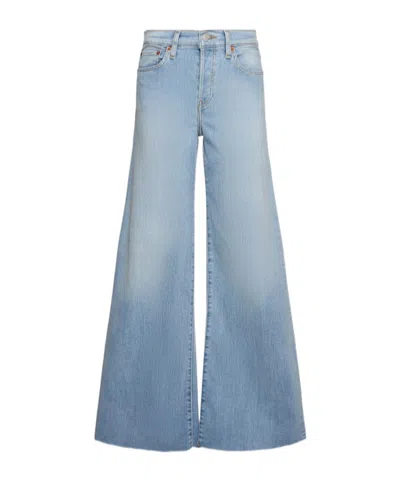 Re/done Mid Rise Wide Leg Jeans In Blue