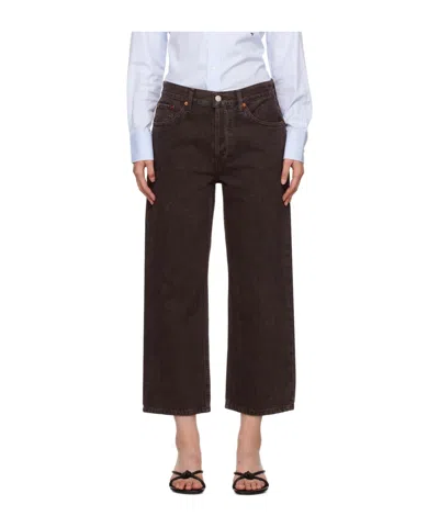Re/done Mid-rise Wide-leg Jeans In Black
