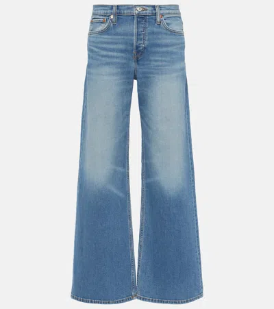 Re/done Mid-rise Wide-leg Jeans In Mid Denim