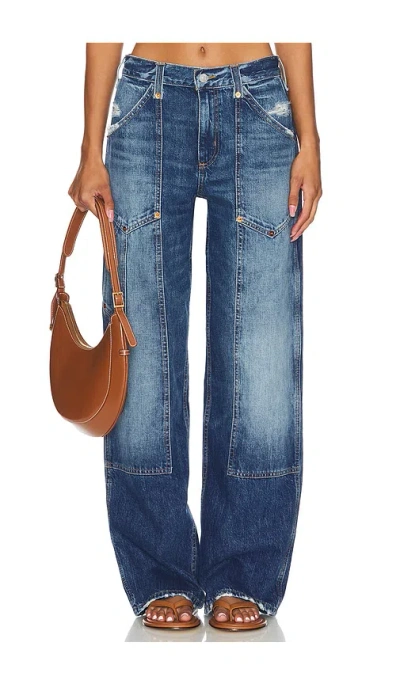 Re/done Super High Workwear Jeans In Light Blue