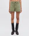 Re/done Khaki Military Mini Shorts In 25