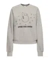 Re/done Snoopy Over The Moon Classic Crewneck Sweatshirt In Heather Grey