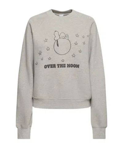 Re/done Classic Snoopy Moon Cotton Sweatshirt In Gray