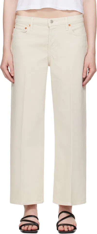 Re/done Off-white Comfort Stretch Wide Leg Crop Jeans