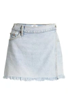 RE/DONE ORGANIC COTTON DENIM WRAP MINISKIRT