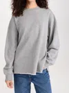 Re/done Oversized Raw Crewneck In Heather Grey In Grey