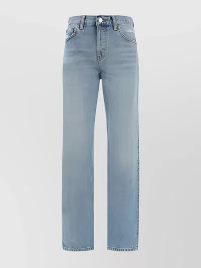 Re/done Patch Pocket Denim Straight Leg Jeans In Blue