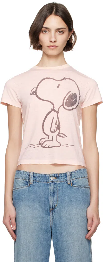 Re/done Pink Classic Snoopy T-shirt In Dahlia