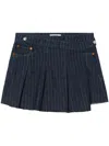 Re/done Pinstripe Wrap Mini Skirt In Blue