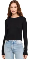 Re/done Pointelle Baby Long Sleeve Tee Black