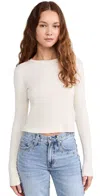Re/done Pointelle Baby Long Sleeve Tee Vintage White In Vintage White