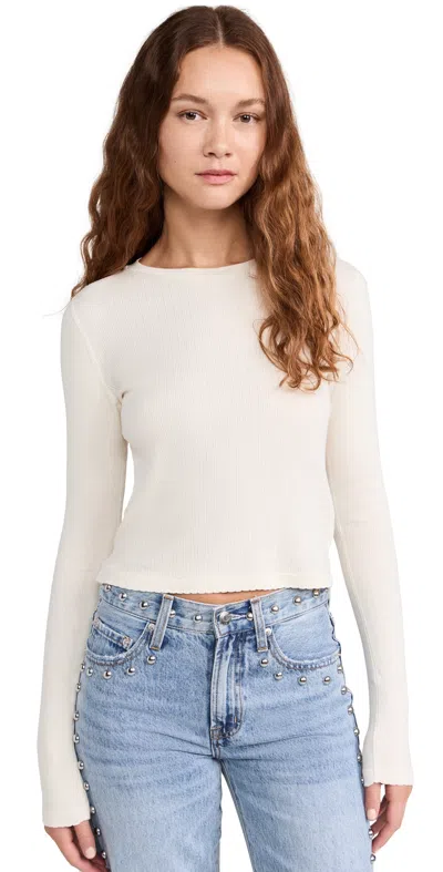 Re/done Pointelle Baby Long Sleeve Tee Vintage White