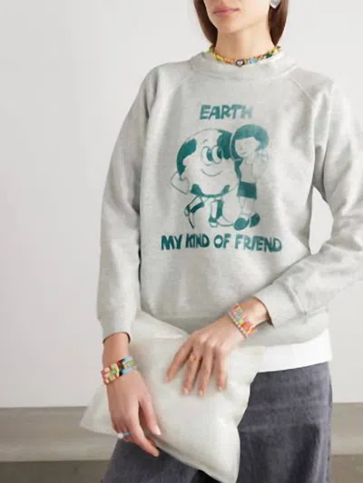 Re/done Printed Cotton-blend Jersey Sweatshirt In Grey/green