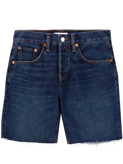 Re/done Raw-cut Denim Shorts In Blue
