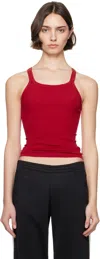 Re/done Red Hanes Edition Ribbed Tank Top In Ruby