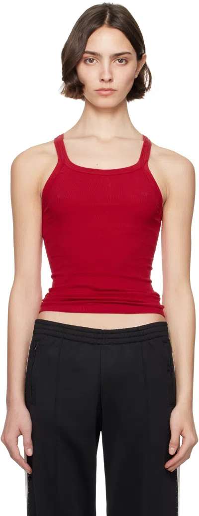 Re/done Red Hanes Edition Ribbed Tank Top In Ruby