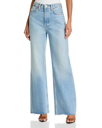 Re/done 70s Studded Ultra High Rise Straight Jeans In 60s Faded Stud