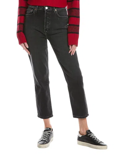 Re/done 90's High-rise Washed Noir Ankle Crop Jean In Grey