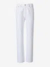 Re/done 70s Distressed High-rise Ankle Crop Jeans In White