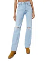 Re/done Cropped Distressed High-rise Straight-leg Jeans In Bleach Des