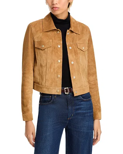 Re/done Baby Suede Trucker Jacket In Tobacco