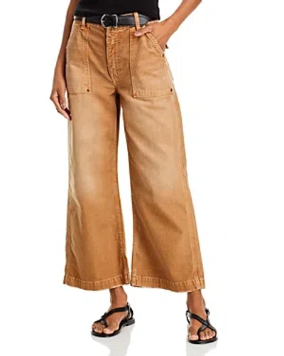 Re/done Baker Wide Cropped Jeans In Travertino