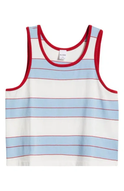 Re/done Bama Stripe Cotton Tank In Pacific Stripe
