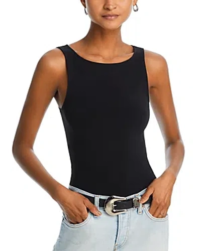 Re/done Boat Neck Sleeveless Bodysuit In Black