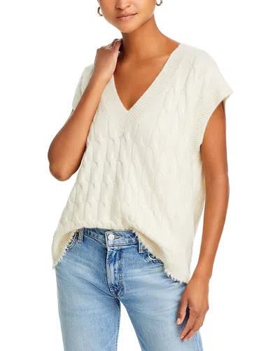 Re/done Cashmere Cable Knit Vest In Ivory