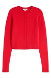 Re/done Cashmere Crew-neck Cardigan In Fire