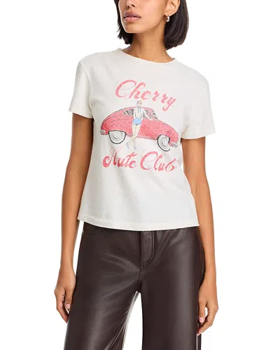 Re/done Cherry Auto Club Cotton Graphic T-shirt In Vintage White