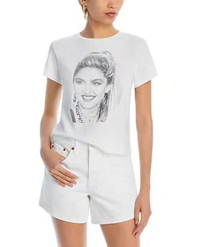 Re/done Madonna Cotton Graphic T-shirt In Optic White