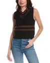 Re/done Crochet Mesh Cotton Vest In Black