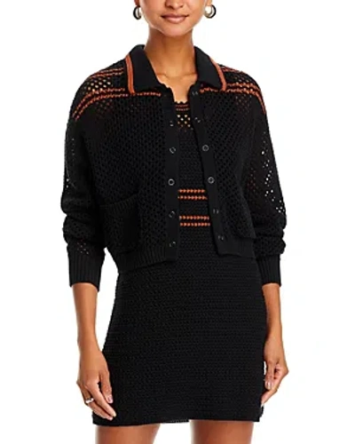 Re/done Crocheted Cotton Cardigan In Black
