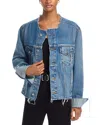 Re/done Cutoff Denim Trucker Jacket In Mid Fade