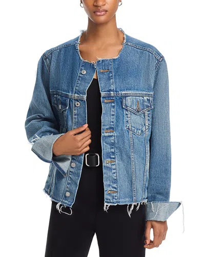 Re/done Cutoff Denim Trucker Jacket In Mid Fade