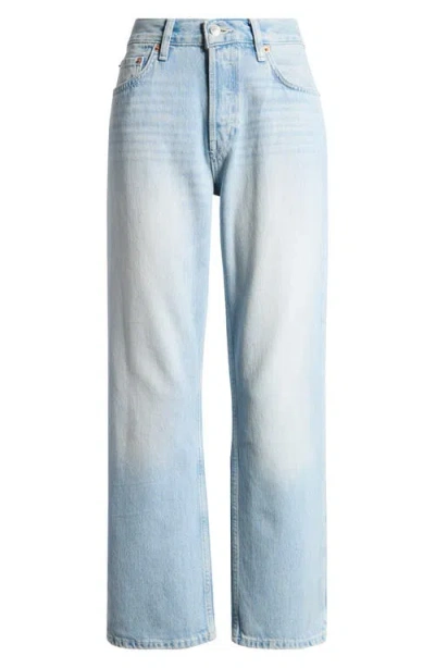 Re/done Mid Rise Wide Leg Jeans In Mojave In Blue