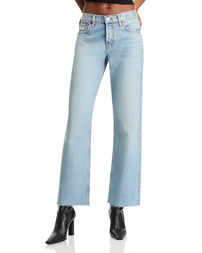 Re/done Easy Rhinestone Straight Crop Jeans In Diamond Tide