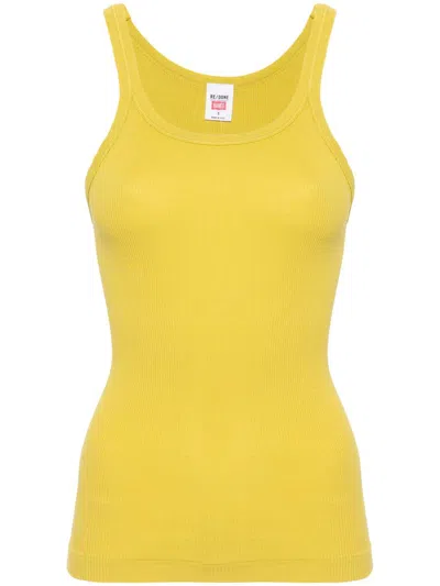 Re/done Fine-ribbed Tank Top In Yellow