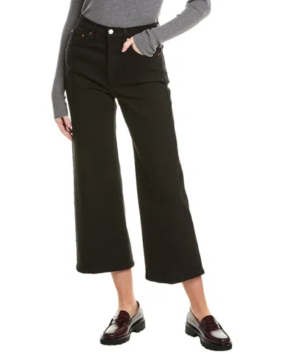 Re/done High-rise Black Wide Leg Crop Jean