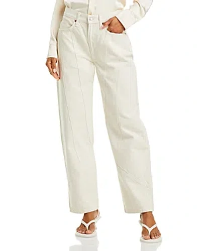 Re/done High Rise Engineered Wide Leg Taper Jeans In Vintage White